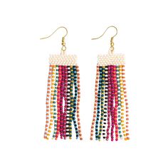 PRICES MAY VARY. Colorful Beaded Earrings: Handcrafted with a dynamic blend of vibrant seed beads, these dangle earrings capture the essence of boho style. The flowing design adds movement and vibrancy to your look, perfect for making a bold fashion statement. Festive Holiday Earrings & Christmas Gifts for Women: These tassel earrings make perfect Christmas gifts for women who love to sparkle! Ideal as Christmas stocking stuffers or holiday party accessories. Add a boho-chic twinkle to your fest Handmade Bead Earrings, Beadwork Patterns Free Seed Bead Tutorials, Boho Beaded Earrings, Holiday Party Accessories, Bold Aesthetic, Bead Fringe, Unique Handmade Earrings, Beaded Jewlery, Beaded Tassel Earrings