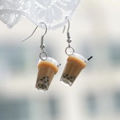 3d Iced Boboa Tea Fun Dangle Earrings- Coffee Colored I Handmake These So Let Me Know If You Want Any Alterations. I Can Change Hooks To Clasps Or Hoops. Tea Earrings, Tea Drops, Pearl Milk Tea, Chocolate Milkshake, Food Earrings, Boba Tea, Coffee Colour, Bubble Tea, Girls Earrings