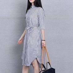 Linen sundress striped long shirt dresses summer shift dress casual style - Omychic Shift Dress Casual, Summer Shift Dress, Linen Sundress, Shirt Dress Summer, Loose Dresses, Cotton Linen Fabric, Shirt Dresses, Long Shirt Dress, Dresses Summer