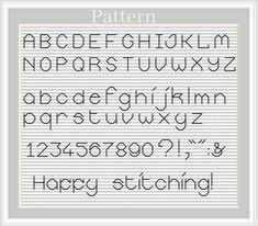 a cross stitch pattern with the letters and numbers for each letter, including an uppercase