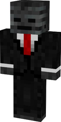 an image of a minecraft character in black and white with a red tie on