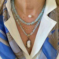 Oxidized finish silver pendant with diamonds and pave halo hugging a jumbo baroque freshwater pearl. Aquamarine Jewelry Necklace, Aqua Necklace, Sundance Jewelry, Jewellery Studio, Layered Beaded Necklaces, Boho Jewels, Jewelry Styling, Assemblage Necklace, Necklace Beads