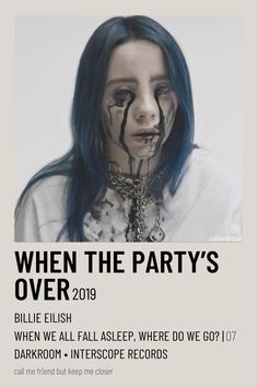 a woman with blue hair and black makeup is featured in the ad for an upcoming album