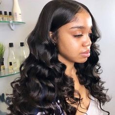 9A Peruvian Body Wave Human Hair Lace Front Wigs Natural Black #vshowhair #vshowwig #bodywave #weave #wavyhair #bigcurlyhair #lacefront #transparentlace #wigslay #wiginstall #humanhair #virginhair #wigs #naturalhair #blackwomen #blackgirlmagic #blackqueen #brazilianhair #hairidea #hairvideo #hairrestyled Nice Hairstyles, Fusion Hair, Loose Waves Hair, Closure Wigs, Hair Line, Cheap Human Hair, Hair Laid, Human Hair Lace Wigs, Sew In