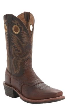 Ariat Men's Heritage Roughstock Oiled Brown Rowdy Square Toe Buckaroo Cowboy Boots | Cavender's Luxury Rugged Cowboy Boots With Plain Toe, Ariat Mens Boots Work, Arait Half Boots Men's Square Toe, Luxury Leather-lined Cowboy Boots For Ranch, Mens Cowboy Boots Square Toe Brown, 21st Gifts, 21st Birthday Gifts, Cowboy And Cowgirl, Western Cowboy