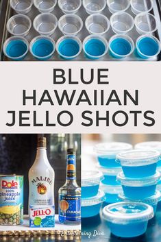 How to Make Blue Hawaiian Jello Shots | Coconut Rum Jello Shots Blue Pina Colada, Tropisk Fest, Blue Jello, Pudding Shots, Jello Shot Recipes, Jello Shot