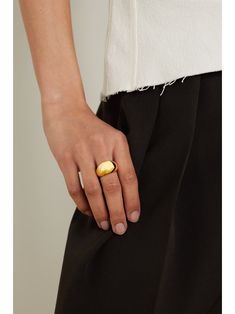 LIÉ STUDIO The Leah gold-plated ring | NET-A-PORTER Luxury Everyday Gold Dome Ring, Luxury Gold Dome Ring For Everyday Wear, Luxury Gold Dome Ring For Everyday, Everyday Domed Ring With Polished Finish, Luxury Dome Ring With Polished Finish For Everyday, Luxury Everyday Yellow Gold Dome Ring, Luxury Yellow Gold Dome Ring For Everyday, Daily Uniform, Canada Clothes