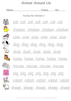 an animal around us worksheet for children to learn how to read the animals