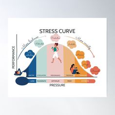 High-quality posters to hang in dorms, bedrooms or offices. Multiple sizes are available. Printed on 185gsm semi gloss poster paper. Additional sizes are available. This illustration shows the stress curve with the relationship between stress level and performance. Perfect decor for the therapist's office. Apartment Therapy Inspired Decor, Therapist Office, Therapy Worksheets, Get Your Life, Visual Representation, Event Poster, Emotional Intelligence, Body Health, Nervous System