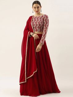 Red Party Wear Lehenga Choli Georgette Kurtis Designer Plain, Plain Georgette Lehenga, Georgette Kurtis, Red Lehenga Choli, Georgette Lehenga, Plain Red, Net Lehenga, Lehenga Choli Online, Red Lehenga