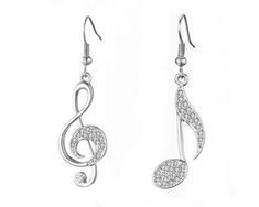 PRICES MAY VARY. Music note Earrings：The classic music note earrings for a music lover, simple and meaningful music note dangle earrings is great gfts for women, girls，Girlfriend, Lovers, Couple, Makes a wonderful gift for any occasion. Material:the music note earrings are made of copper plated with silver and through high polishing finished.Setting with shining zircon crystalin high for long lasting wear no fading. Size :the music note earrings is approx 2*6.5cm in width and total length. Ideal Music Note Earrings, Music Bracelet, Eighth Note, Classic Music, Music Jewelry, Treble Clef, Music Note, Czech Crystal, Music Gifts