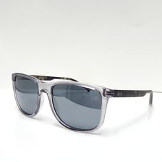 Authentic Armani Exchange Men's Sunglasses Transparent Grey Frame, Light Grey Slightly Mirrored Lenses Features All Plastic Temples In A Marbled Print In A Frosted Matte Finish. Includes Case Size 57-18-145 Ax4070s 82396g Casual Wayfarer Sunglasses For Business, Casual Sunglasses With Gradient Lenses For Business, Casual Business Sunglasses With Gradient Lenses, Classic Gray Sunglasses For Outdoor, Pilot Glasses, Sunglasses Transparent, Transparent Sunglasses, Tinted Glasses, Grey Frame