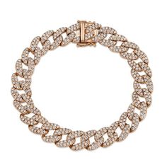 14KT Gold 4.36 Carat Total Weight Round Brilliant Diamond Pave Curb Chain Bracelet. 0.40" Width. Mens Diamond Jewelry, Gemstone Diamond Ring, Cuban Link Bracelet, Curb Chain Bracelet, Diamond Fashion Rings, Diamond Bangles Bracelet, Men Diamond Ring, Fine Jewelry Bracelets, Cuban Link