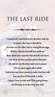 the last ride poem on a motorcycle