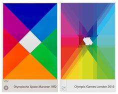 the olympic games london 2012 poster is shown in two different colors, one with an apple logo on it