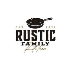 the logo for rustic family kitchen, which is designed in black and white with gold lettering