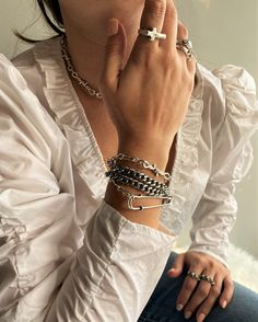 "Safety pin curb chains bracelet, silver multi strand rocker style bracelet, adjustable chains barbed bracelet, BILLIE EILISH bold bracelet Welcome to my shop! ✈️ DHL EXPRESS SHIPPING AVAILABLE, 1-3 BUSINESS DAYS DELIVERY! ✔️ PLEASE MAKE SURE TO SELECT IT, RIGHT BEFORE YOUR PURCHASE! ❗️ ❗️ DON'T FORGET TO ADD YOUR CELL # AT THE \"NOTE TO SELLER\" SECTION IF YOU CHOOSE DHL! BY FILLING YOUR CELL NUMBER YOU EARN THE BENEFIT TO CHOOSE BETWEEN 6 DIFFERENT DELIVERY OPTIONS! INSTRUCTIONS WILL BE SENT T Chains Bracelet, Multi Chain Bracelet, Padlock Necklace, Style Rock, Rocker Style, Silver Chain Bracelet, Bracelet Silver, Matching Necklaces, Brass Chain