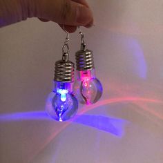 Lit Ideaz Light Up Earrings Sun Moon Earrings, Crazy Earrings, Weird Earrings, Pendulum Earrings, Cool Earrings, Funky Earrings, Bulb Light, Circle Earrings Studs, Circle Studs