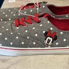 Disney Minnie Mouse Wool Polka Dot Tennis Sneakers Shoes Women's Size 11. Disney Low-top Sneakers With Rubber Sole, Casual Mickey Mouse Lace-up Sneakers, Disney Mickey Mouse Low-top Sneakers, Sporty Mickey Mouse Synthetic Sneakers, Cute Lace-up Sneakers With Speckled Midsole, Cute Minnie Mouse Sneakers With Round Toe, Disney Themed Slip-on Sneakers For Disney Trips, Sporty Mickey Mouse Sneakers With Round Toe, Cute Mickey Mouse Low-top Sneakers