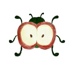 an apple shaped like a ladybug with two eyes