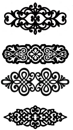 four black and white ornamental designs