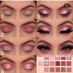 diffrend look with this amazing palette wich is your fave?? 1,2,3 or 4? @hudabeauty @shophudabeauty #hudabeautynewnude palette lashes… Rosa Make-up, Anastasia Makeup, Huda Beauty Eyeshadow, Huda Beauty Palette, Make Up Designs, Huda Beauty Makeup, Makeup Pallets, Makeup 101, Makeup Tutorial Eyeshadow