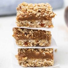 three granola bars stacked on top of each other