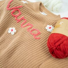 HIGH-QUALITY MATERIAL: These knit sweaters with name are made with a distinctive soft and comfortable cotton blend it will make you feel soft and comfortable all day, cozy and breathable OCCASIONS: This embroidered knit sweater is the perfect gift for a mom-to-be or baby shower! Suitable for birthday, Christmas, Winter, Autumn and Spring. SIZES: Our Baby knit sweater has start from NB (0-3M), 3-6M, 9M, 9-12M, 12-18M and up to 2 years. Embroidered Baby Sweater, Sweater With Name, Christmas Gift Baby, Sweater Tutorial, Girls Sweater, Embroidery Cotton, Baby Christmas Gifts, Girls Cardigan