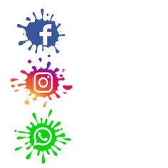 three different colored splots with the logo for facebook and instagram on them