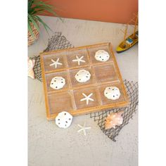 Seaside Tic-Tac-Toe - Chapin Furniture Painted Fox Home, Tic Tac Toe Board, Tic Tac Toe Game, Display Tray, Sea Inspired, Natural Wood Finish, Tic Tac Toe, Sand Dollar, My New Room