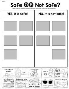 a printable worksheet for the safety or not safe? game with pictures and words