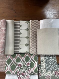 several different types of fabric laid out on top of each other