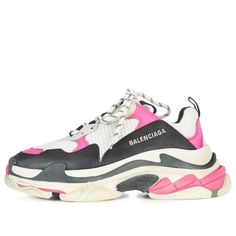 Pink Chunky Sneakers, Balenciaga Triple S Black, Balenciaga Triple S, Black White Pink, Stylish Sneakers, Sneakers Shoes, Golden Goose Sneaker