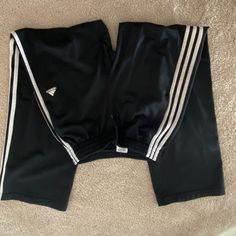 Essential 3 Stripes Tapered Open Hem Pants. Never Worn. Adidas Black Bottoms For Loungewear, Sweet Pants, Hem Pants, How To Hem Pants, Adidas Pants, Adidas Black, Pants Color, Black Adidas, Adidas Women