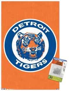 the detroit tigers logo on an orange background