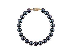 10-10.5MM BLACK CULTURED FRESHWATER PEARL 14K YELLOW GOLD LINE BRACELET 8 INCHES Formal Black Gold Bracelet, Formal Single Strand Round Bracelet, Silver Line, Gold Line, Broken Chain, Pearl Set, Pearl Types, Freshwater Cultured Pearls, Beads And Wire