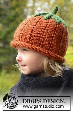 DK / 8 ply (11 wpi) Needle size US 4 - 3.5 mm US 0 - 2.0 mm Pumpkin Hat, Crochet Hat Free, Crochet Hat Pattern, Knitted Hat, Drops Design