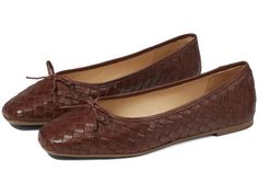 Bernardo Gwynn Woven - Women's Shoes : Mahogany : Walk comfortably with elegance in the slip-on style Bernardo Gwynn Woven flat sandals with square toe silhouette and cute bow detailing on the vamp. Its upper, lining and insole is crafted from luxurious leather. Slight block heels. Man-made outsole. Made in Brazil. Measurements: Heel Height: 1 4 in Weight: 6 oz Product measurements were taken using size 9, width M. Please note that measurements may vary by size. The Vamp, Cute Bow, The Vamps, Made In Brazil, Cute Bows, Flat Sandals, Product Reviews, Block Heels, Women's Shoes