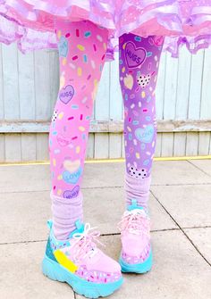 Sweethearts Leggings/tights Fairy Kei, Lolita, Yume Kawaii, Heart Candies, Sprinkles, Pastel, Sweet Cute, Pink Purple Lg11/tg11 - Etsy Pastel Punk Outfits, Decora Fashion Outfits, Yume Kawaii Fashion, Cute Pastel Outfits, Heart Candies, Fairy Kei Fashion, Kawaii Heart, Sparkle Outfit, Yume Kawaii