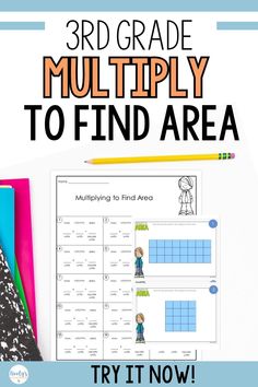 the 3rd grade multiply to find area is shown with text overlaying it