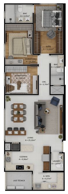 the floor plan for a two bedroom apartment with an attached kitchen, living room and dining area