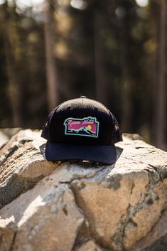 I took our super retro Neon Sunset design and threw it on the best 6 Panel Trucker hat around - made by Brist Mfg out of Bellingham, Wa. Designed to feel familiar but in curated colors to match the seasons and the best trends in hat fashion. Every purchase helps support Washington's National Parks via Washington's National Parks Fund Designed and printed in the PNW Fabric: Crown - 100% Cotton / Mesh - 100% Polyester Shape/ Profile: Structured Mid Profile Closure: Snapback Bill Shape: Curved Bill Vintage Black Hat For Outdoor, Vintage Black Outdoor Hat, Black Fun Snapback Hat With Curved Brim, Retro Multicolor Hats For Outdoor, Retro Trucker Hat With Curved Brim For Outdoor Activities, Retro Curved Brim Trucker Hat For Outdoor Activities, Retro Black Snapback Cap, Retro Outdoor Cap, Retro Trucker Hat For Outdoor Activities