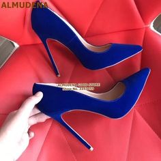 Brand Name: ALMUDENAPump Type: BasicHeel Type: Thin HeelsUpper Material: flockHeel Height: Super High (8cm-up)Fit: Fits true to size, take your normal sizeStyle: Fashionis_handmade: YesFashion Element: ShallowInsole Material: PUOccasion: DressLining Material: PUSeason: Spring/AutumnToe Shape: Pointed ToeOutsole Material: RubberItem Type: PumpsModel Number: ALMUDENAClosure Type: Slip-OnWith Platforms: NoGender: WOMENheel: 12cm 10cm 8cmabout heel: if need other heel height, please contact meSIZE: Royal Blue Heels, Heels High Classy, Blue Stilettos, High Heels Outfit, High Heels Classy, Blue High Heels, High Heel Dress Shoes, Shoes Purple, Heels Dress