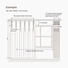 the measurements for curtains and valances are shown in this diagram, which shows how to