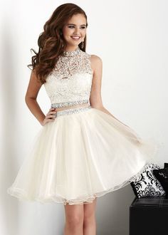 2 pieces Lace homecoming dress, Halter homecoming dress, short homecoming… Ball Gowns Short, Gowns Short, Dama Dresses, Cute Homecoming Dresses, White Homecoming Dresses, Corset Dress Prom, Two Piece Homecoming Dress, Cute Prom Dresses