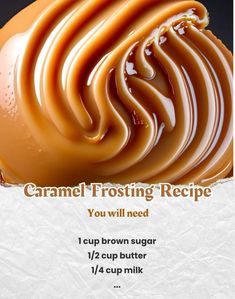 caramel frosting recipe poster with instructions