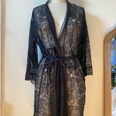 Nwt Black Lace Robe Adore Me Intimates Elegant Black Sheer Sleepwear, Black Lace Robe, Adore Me, Sleepwear Robe, Women's Intimates, Black Lace, Lace, Women Shopping, Black