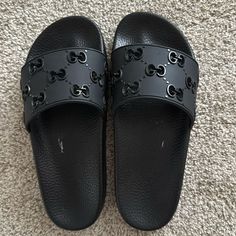 Super Cute And Trendy Gucci Slides. Only Worn A Few Times. Size Listed As A 39 Which Is Equivalent To About An 9 According To Gucci Sizing. In My Opinion They Fit More Like An 8 To 8.5 Fast Shipping/ Pet Free Smoke Free Home New To Poshmark? Use My Invite Code Kristinhcc To Sign Up At No Cost And Get A $10 Credit To Use On A Purchase! Gucci Slides, My Opinions, Gucci Black, Gucci Shoes, Slides, Women's Shoes Sandals, Shoes Sandals, Super Cute, Gucci