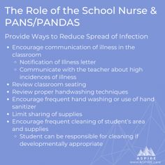 The school nurse, as a member of a multidisciplinary team, benefits from an awareness of these disorders, the resulting impact on school performance, and the recommended treatment.” Kathy Bagian, MSN, RN, CSN, Sheila Q. Hartung, Ph.D., RN, Is It PANS, CANS, or PANDAS? Neuropsychiatric Pediatric Disorders That Are Not Black and White—Implications for the School Nurse School Performance, Classroom Seating, Sciatic Nerve Pain, School Nurse, 8th Sign, Love Challenge