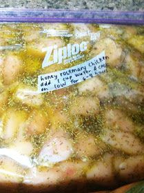 a close up of a bag of food with broth on it's side